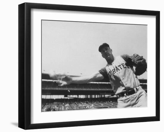 Second Baseman for the Pirates, Bill Mazeroski Throwing a Ball--Framed Premium Photographic Print