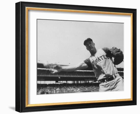 Second Baseman for the Pirates, Bill Mazeroski Throwing a Ball-null-Framed Premium Photographic Print