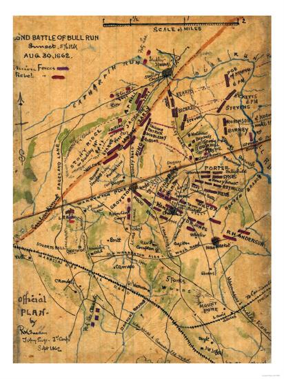 Second Battle of Bull Run - Civil War Panoramic Map Art Print by ...