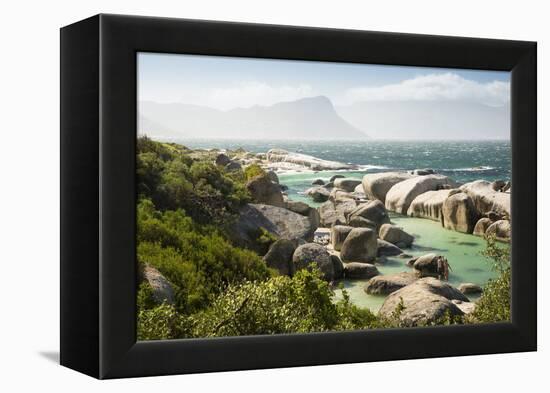 Second Beach at High Tide with Boulders Visible, Boulders Beach National Park, Simonstown-Kimberly Walker-Framed Premier Image Canvas