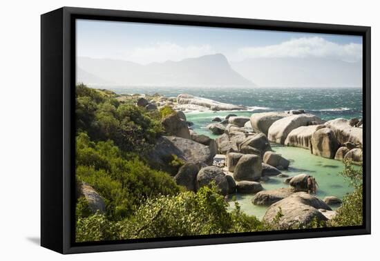 Second Beach at High Tide with Boulders Visible, Boulders Beach National Park, Simonstown-Kimberly Walker-Framed Premier Image Canvas