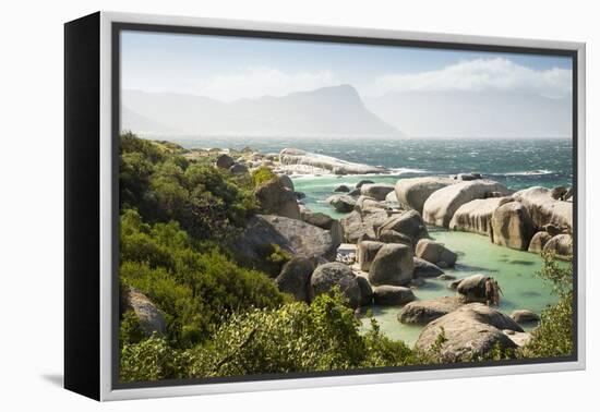 Second Beach at High Tide with Boulders Visible, Boulders Beach National Park, Simonstown-Kimberly Walker-Framed Premier Image Canvas