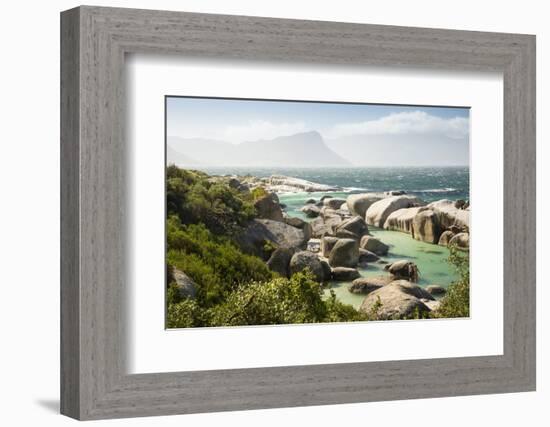 Second Beach at High Tide with Boulders Visible, Boulders Beach National Park, Simonstown-Kimberly Walker-Framed Photographic Print