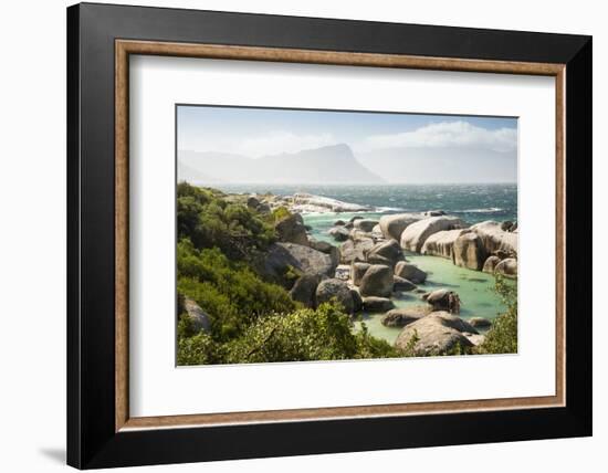 Second Beach at High Tide with Boulders Visible, Boulders Beach National Park, Simonstown-Kimberly Walker-Framed Photographic Print