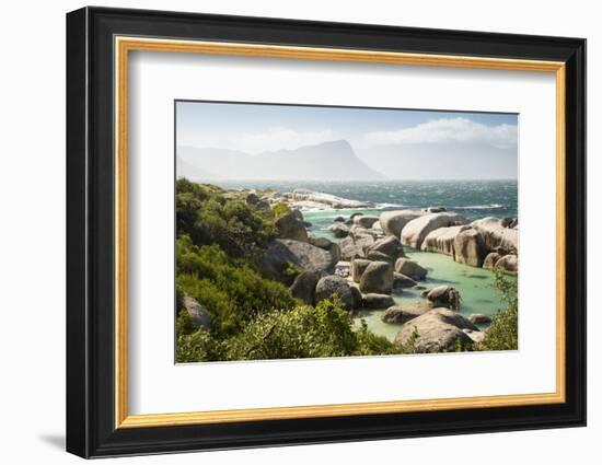 Second Beach at High Tide with Boulders Visible, Boulders Beach National Park, Simonstown-Kimberly Walker-Framed Photographic Print