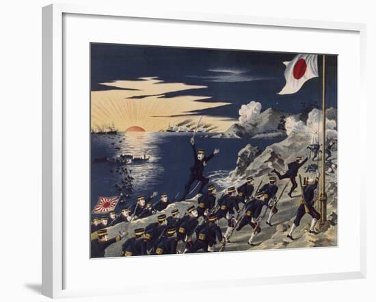 Second Japanese Army Landing Near Pi-Tseu-Rio in Peninsula of Leao-Tong, May 5, 1904-null-Framed Giclee Print