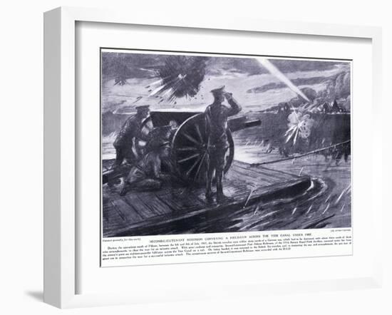 Second Lieutenant Robinson Dso Conveying a Field Gun across the Yser Canal under Heavy Fire in July-Arthur Paine Garratt-Framed Giclee Print