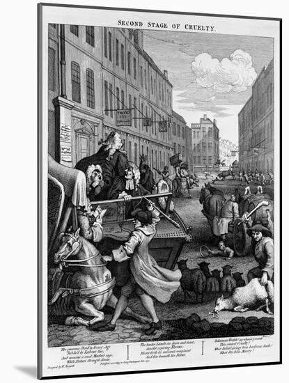 Second Stage of Cruelty, 1751-William Hogarth-Mounted Giclee Print
