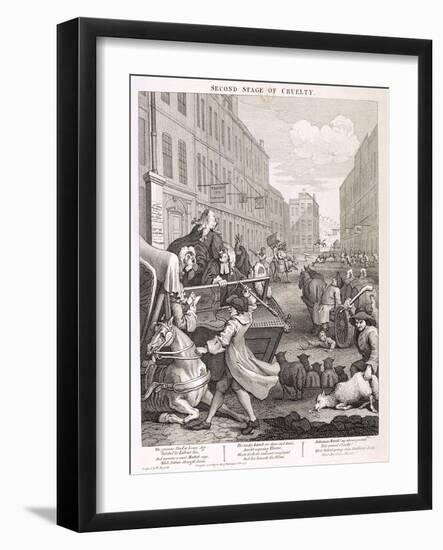 Second Stage of Cruelty, Plate II from the Four Stages of Cruelty, 1751-William Hogarth-Framed Giclee Print