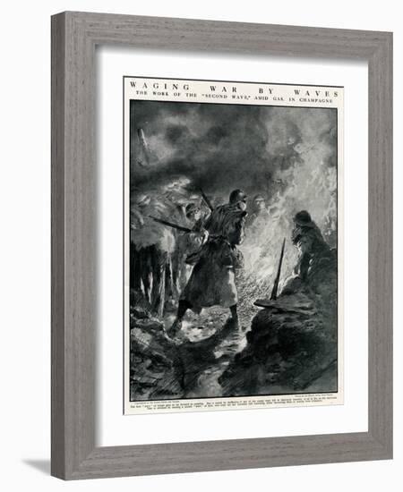 Second Wave of French Troops in German Trenches, WW1-Paul Thiriat-Framed Art Print