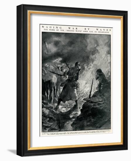 Second Wave of French Troops in German Trenches, WW1-Paul Thiriat-Framed Art Print