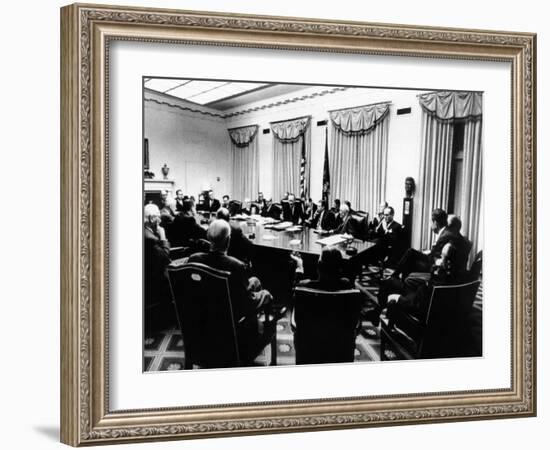 Secret White House Meeting About Resuming the Bombing of North Vietnam-null-Framed Photo