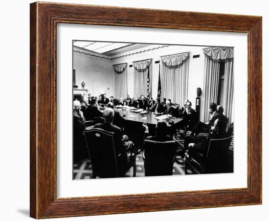 Secret White House Meeting About Resuming the Bombing of North Vietnam-null-Framed Photo