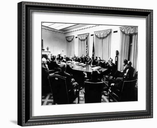 Secret White House Meeting About Resuming the Bombing of North Vietnam-null-Framed Photo