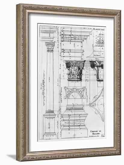 Section and Elevation of a Composite Column Designed by Andrea Palladio-Jacques-francois Blondel-Framed Giclee Print
