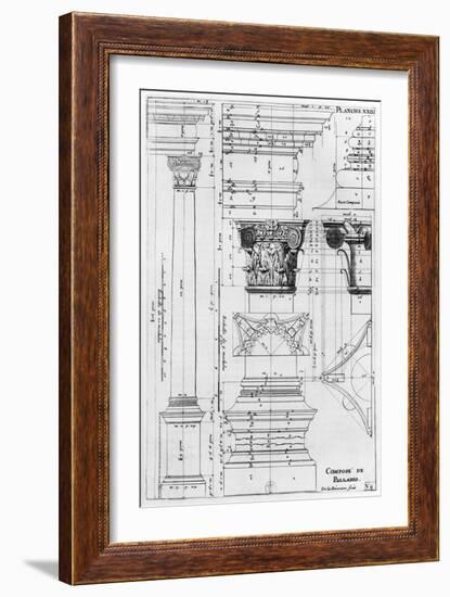 Section and Elevation of a Composite Column Designed by Andrea Palladio-Jacques-francois Blondel-Framed Giclee Print