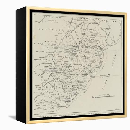 Section of a Map of South Africa-null-Framed Premier Image Canvas