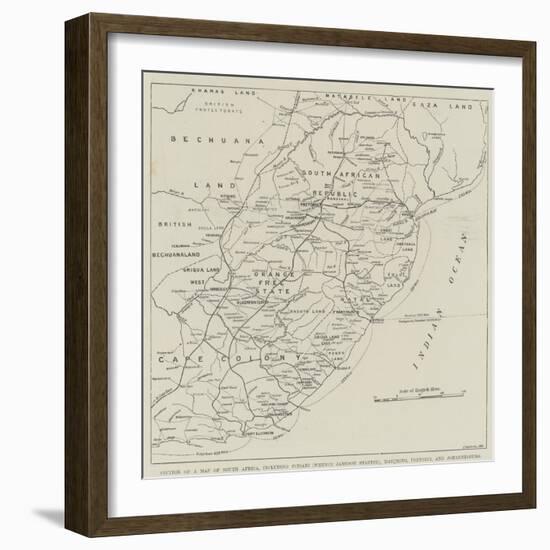 Section of a Map of South Africa-null-Framed Giclee Print