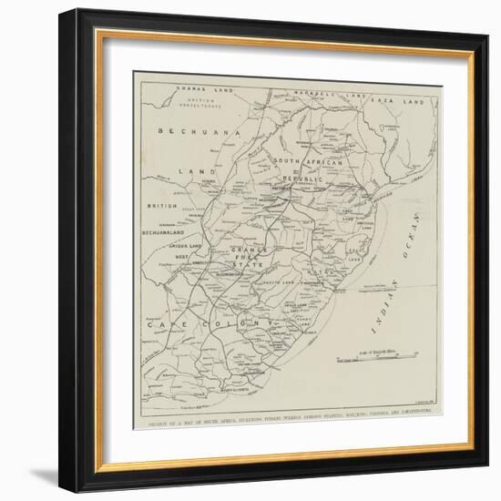 Section of a Map of South Africa-null-Framed Giclee Print