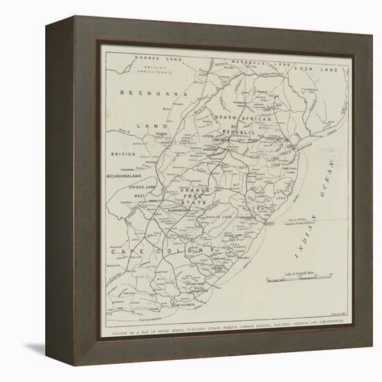 Section of a Map of South Africa-null-Framed Premier Image Canvas