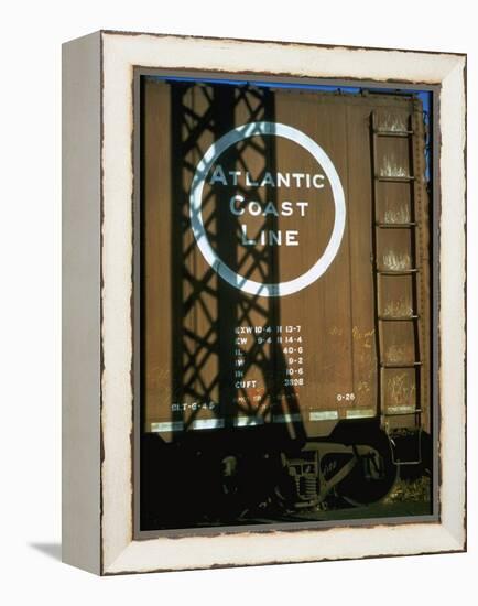 Section of Railroad Box Car W. Logo of the Atlantic Coast Line Railroad, Obscured by Shadow-Walker Evans-Framed Premier Image Canvas