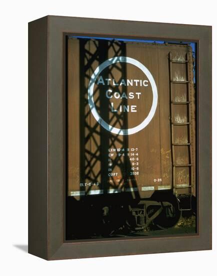 Section of Railroad Box Car W. Logo of the Atlantic Coast Line Railroad, Obscured by Shadow-Walker Evans-Framed Premier Image Canvas