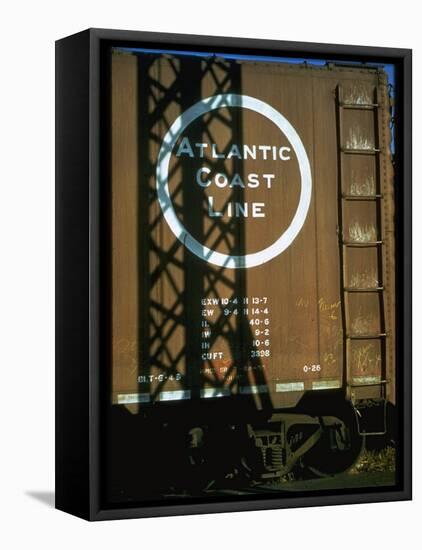 Section of Railroad Box Car W. Logo of the Atlantic Coast Line Railroad, Obscured by Shadow-Walker Evans-Framed Premier Image Canvas