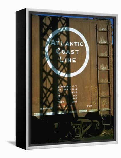 Section of Railroad Box Car W. Logo of the Atlantic Coast Line Railroad, Obscured by Shadow-Walker Evans-Framed Premier Image Canvas