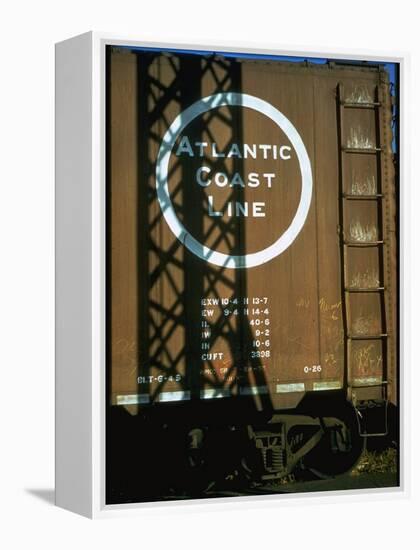 Section of Railroad Box Car W. Logo of the Atlantic Coast Line Railroad, Obscured by Shadow-Walker Evans-Framed Premier Image Canvas