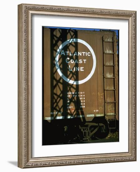 Section of Railroad Box Car W. Logo of the Atlantic Coast Line Railroad, Obscured by Shadow-Walker Evans-Framed Photographic Print