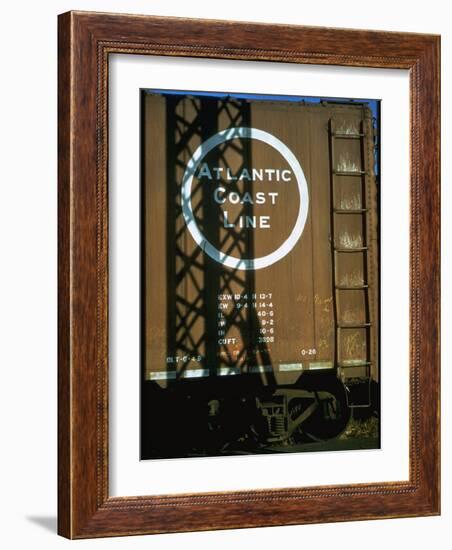 Section of Railroad Box Car W. Logo of the Atlantic Coast Line Railroad, Obscured by Shadow-Walker Evans-Framed Photographic Print