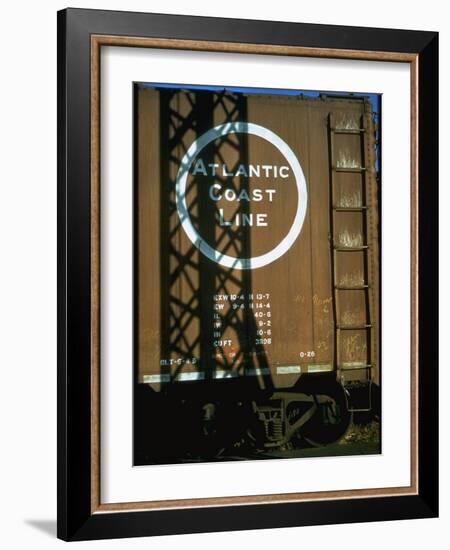 Section of Railroad Box Car W. Logo of the Atlantic Coast Line Railroad, Obscured by Shadow-Walker Evans-Framed Photographic Print