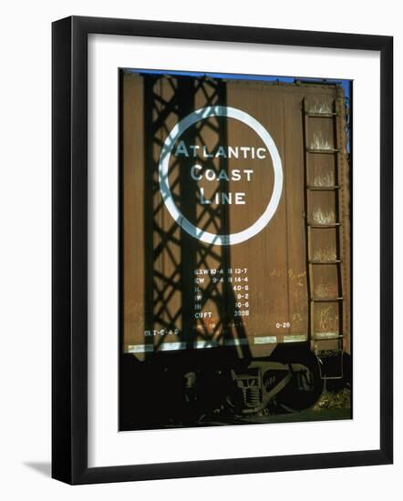 Section of Railroad Box Car W. Logo of the Atlantic Coast Line Railroad, Obscured by Shadow-Walker Evans-Framed Photographic Print