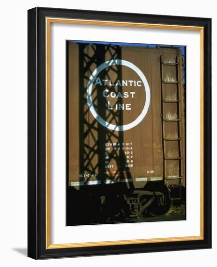 Section of Railroad Box Car W. Logo of the Atlantic Coast Line Railroad, Obscured by Shadow-Walker Evans-Framed Photographic Print