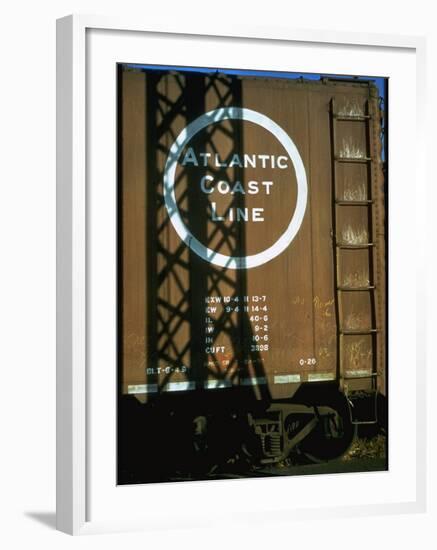 Section of Railroad Box Car W. Logo of the Atlantic Coast Line Railroad, Obscured by Shadow-Walker Evans-Framed Photographic Print