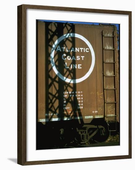 Section of Railroad Box Car W. Logo of the Atlantic Coast Line Railroad, Obscured by Shadow-Walker Evans-Framed Photographic Print