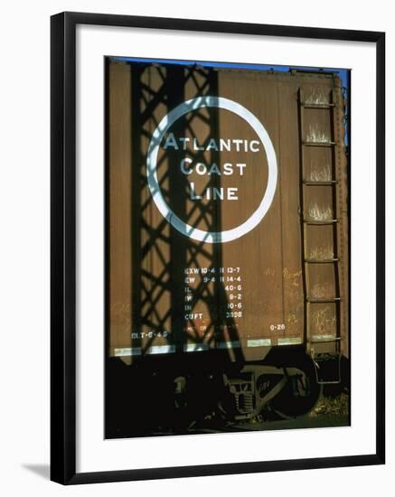 Section of Railroad Box Car W. Logo of the Atlantic Coast Line Railroad, Obscured by Shadow-Walker Evans-Framed Photographic Print