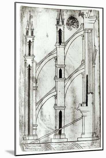 Section of the Wall and Arch of the Absidial Chapels of Reims Cathedral-Villard de Honnecourt-Mounted Giclee Print