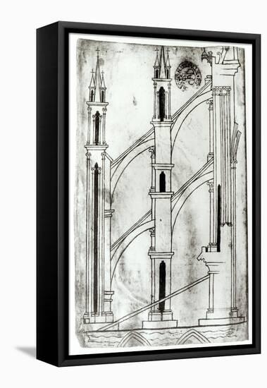 Section of the Wall and Arch of the Absidial Chapels of Reims Cathedral-Villard de Honnecourt-Framed Premier Image Canvas