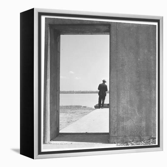 Section of Twelve Foot, Three Mile Concrete Wall with Bulkhead Opening-Walker Evans-Framed Premier Image Canvas