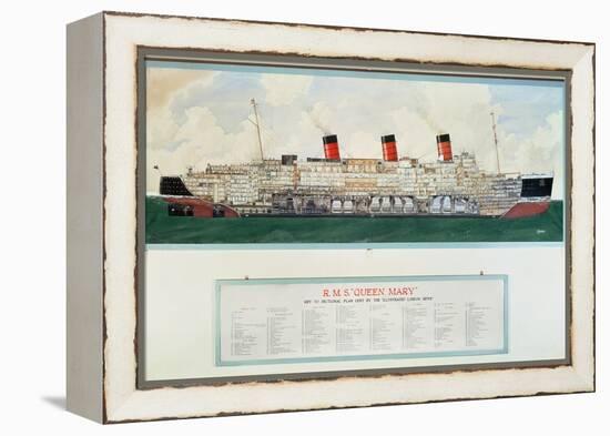 Sectional Plan of R.M.S. Queen Mary by G.Havis-null-Framed Premier Image Canvas