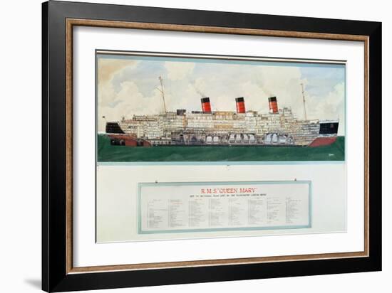 Sectional Plan of R.M.S. Queen Mary by G.Havis-null-Framed Giclee Print