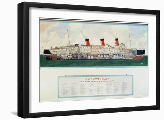 Sectional Plan of R.M.S. Queen Mary by G.Havis-null-Framed Giclee Print