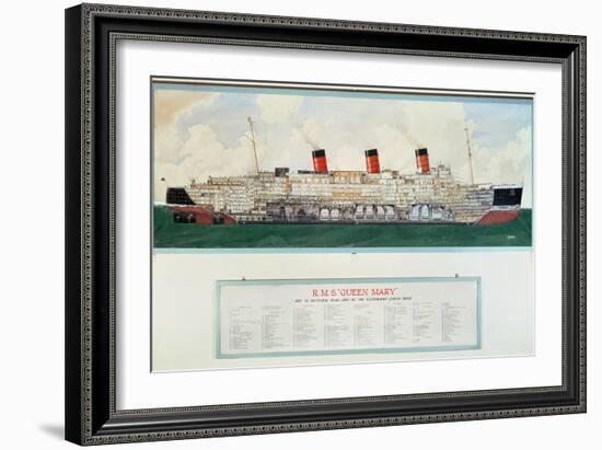 Sectional Plan of R.M.S. Queen Mary by G.Havis-null-Framed Giclee Print