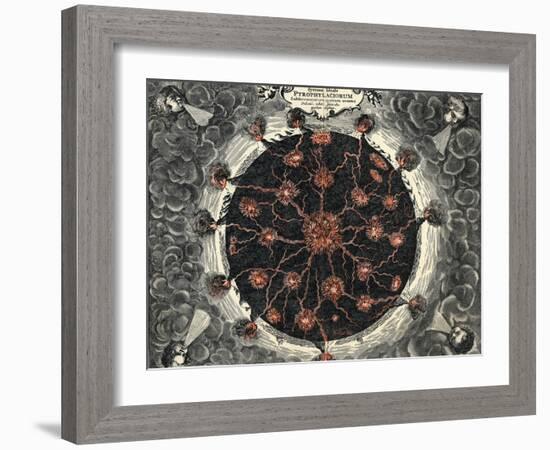 Sectional View of the Earth, Showing Central Fire and Volcanoes, 1665-null-Framed Giclee Print