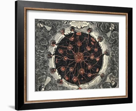 Sectional View of the Earth, Showing Central Fire and Volcanoes, 1665-null-Framed Giclee Print