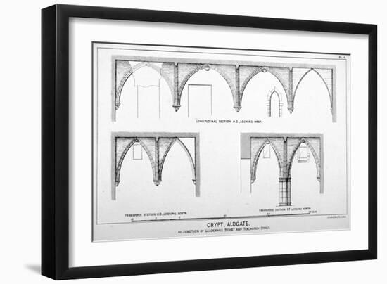 Sectional Views of St Michael's Crypt, Aldgate Street, London, C1830-J Emslie & Sons-Framed Giclee Print