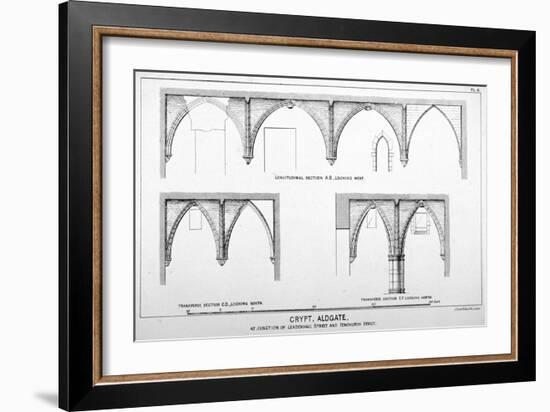 Sectional Views of St Michael's Crypt, Aldgate Street, London, C1830-J Emslie & Sons-Framed Giclee Print