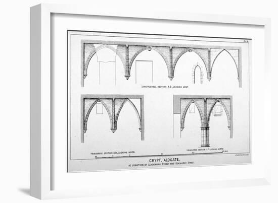 Sectional Views of St Michael's Crypt, Aldgate Street, London, C1830-J Emslie & Sons-Framed Giclee Print