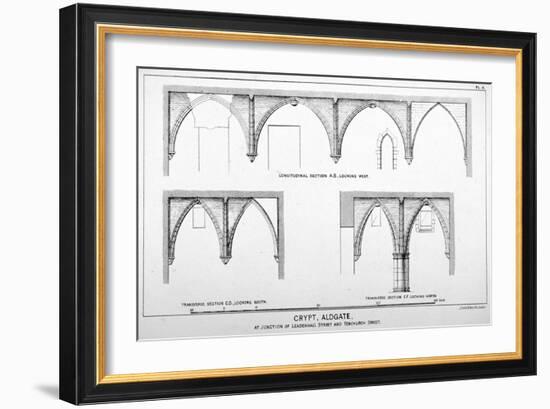 Sectional Views of St Michael's Crypt, Aldgate Street, London, C1830-J Emslie & Sons-Framed Giclee Print